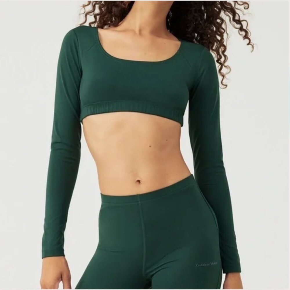 Outdoor Voices Forest Green Sculpt Long Sleeve Top